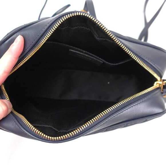 Saint Laurent Lou Quilted Leather Shoulder Camera Bag In Deep Marine & Gold - Picture 9 of 13